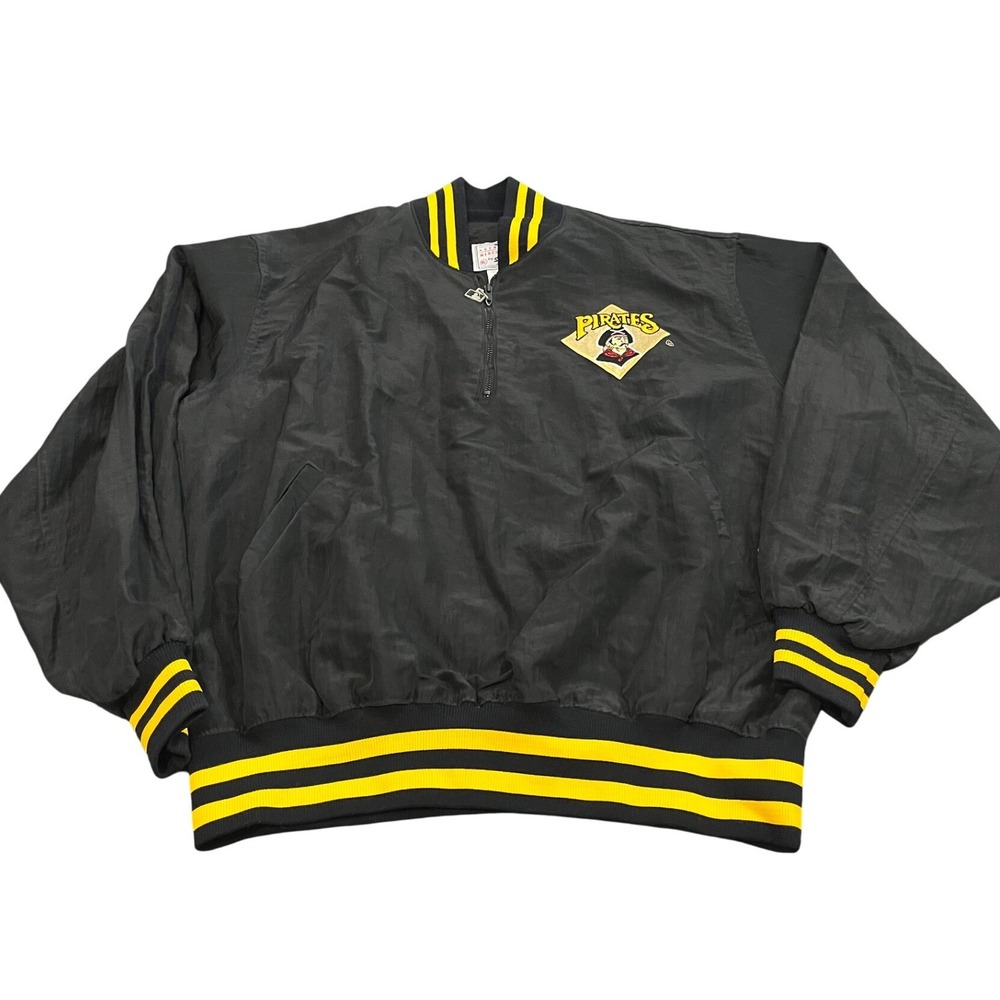 Starter Pittsburgh Pirates Jacket Mens XL Black Vintage 1/4 Zip Pullover MLB